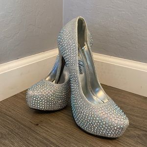 Silver Sparkly Pump Heels